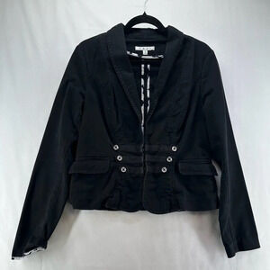 CAbi Jacket Womens Size 8 Twill Military Style Hook Closure Blazer Cotton Black